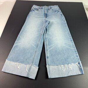 Pistola Jeans Women's Petite 26x23* Lana Wide Leg Crop Cuffed Blue Denim Tag 26P